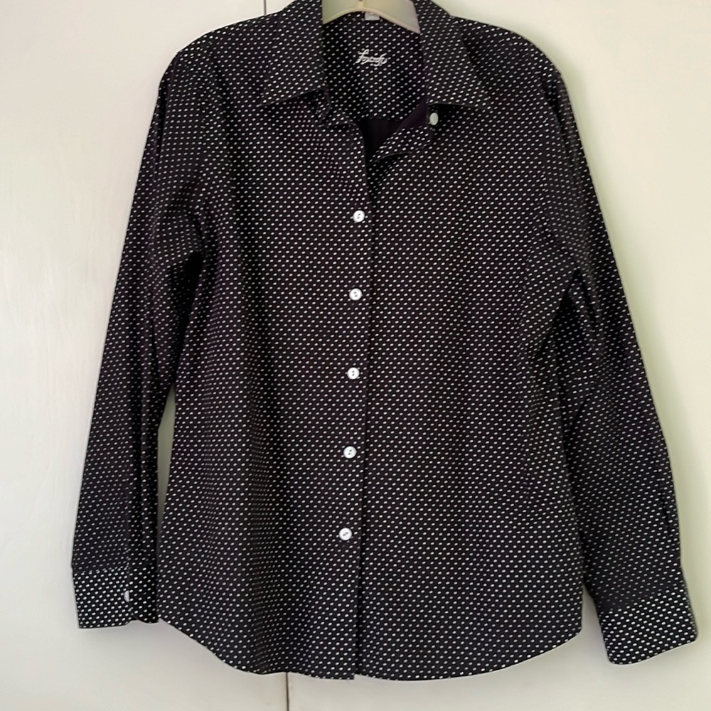 Foxcroft long sleeve shirt black with white dots